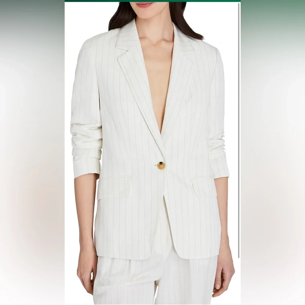 NWT • Club Monaco • Relaxed Single Breasted Blazer • Size L • Ivory Mix/Ivoire • - Picture 4 of 8